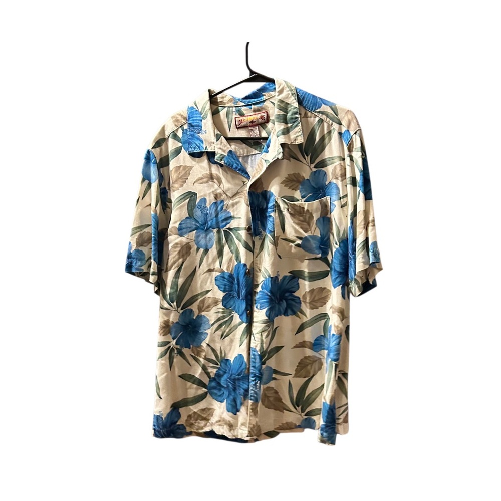 Caribbean Joe Blue and Brown Floral Men's Shirt